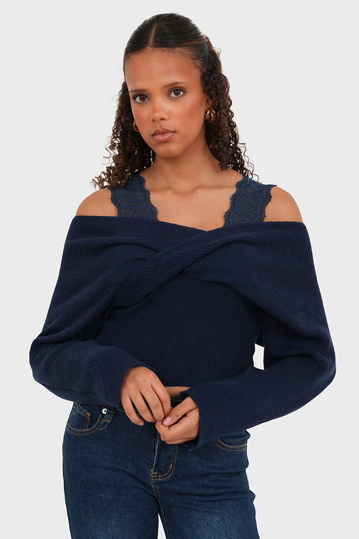 "Lace" sweater navy