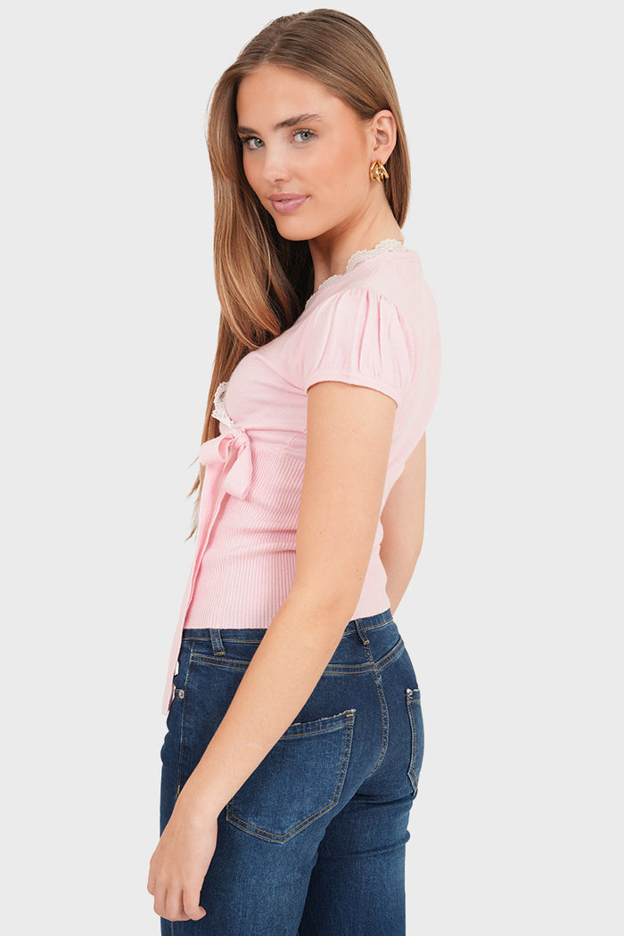 “Lace wrap” top pink