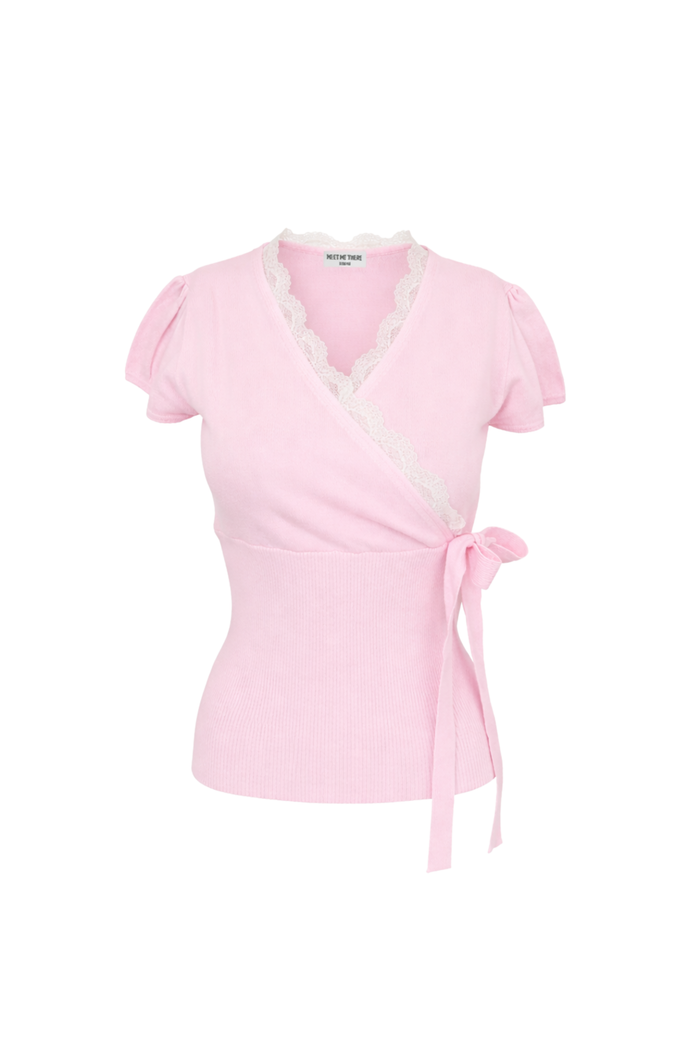 “Lace wrap” top pink