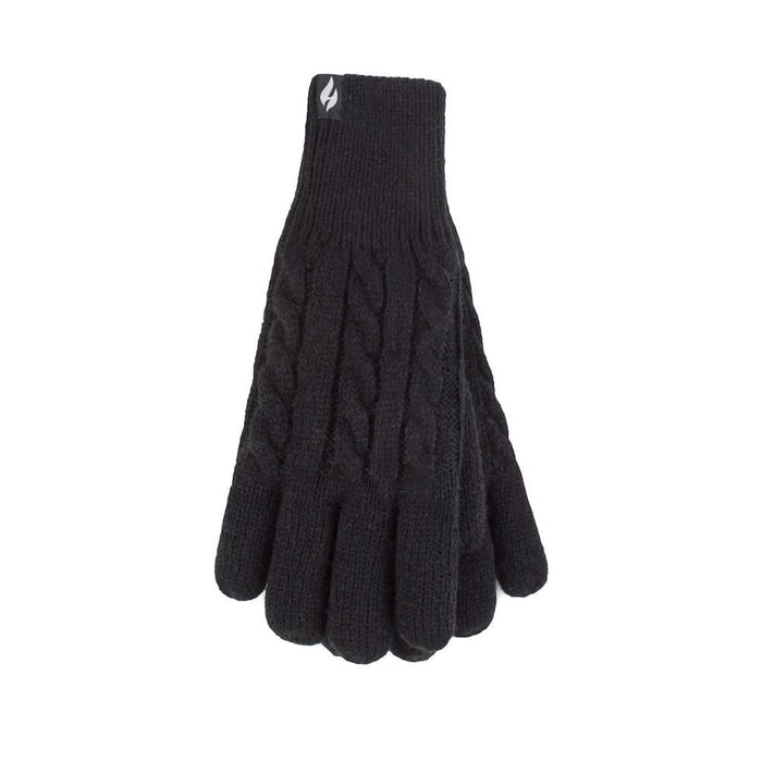 Pair of Ladies Heat Holders Willow Gloves arthritis gloves on a plain background, showing the open-finger design and stretchy fabric.