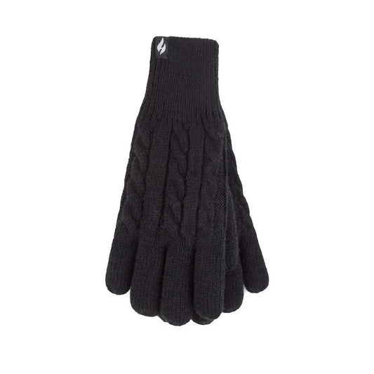 Pair of Ladies Heat Holders Willow Gloves arthritis gloves on a plain background, showing the open-finger design and stretchy fabric.