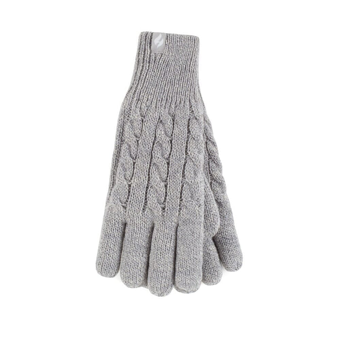 Pair of Ladies Heat Holders Willow Gloves arthritis gloves on a plain background, showing the open-finger design and stretchy fabric.