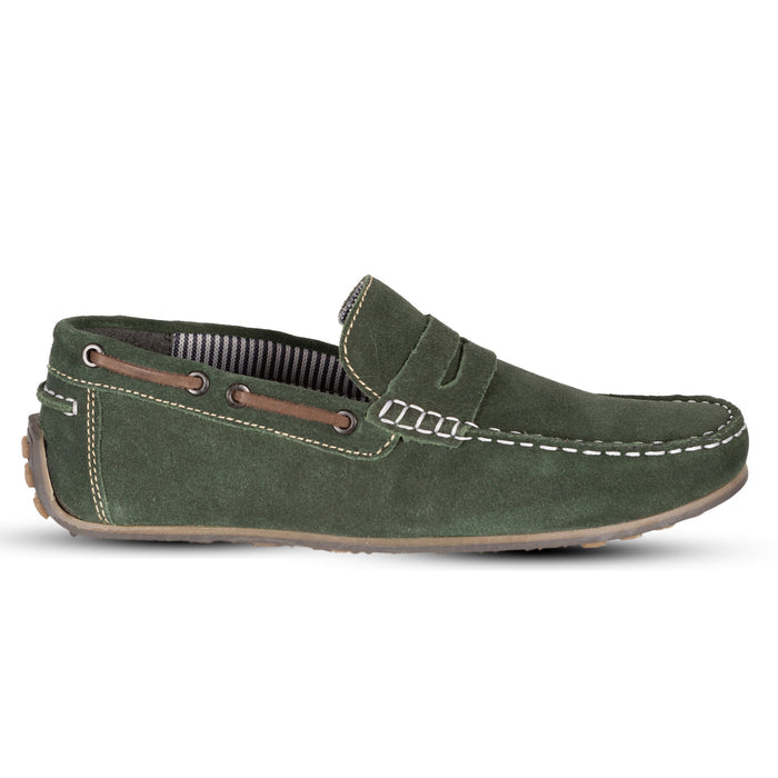Lagonda Suede Leather Driving Loafers - Green