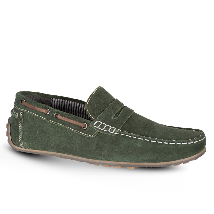 Lagonda Suede Leather Driving Loafers - Green