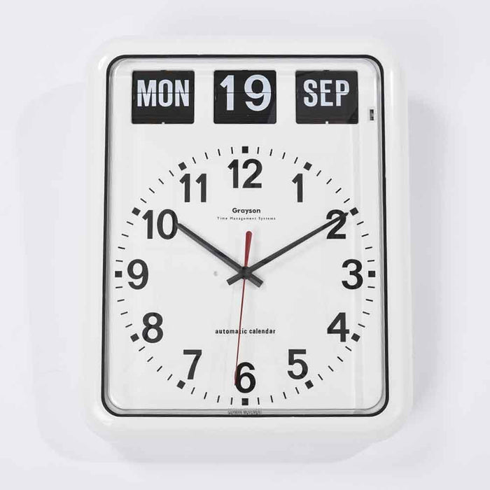 Image of Large Calendar Wall Clock on a plain background.