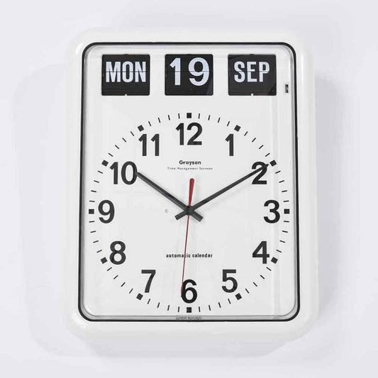 Image of Large Calendar Wall Clock on a plain background.