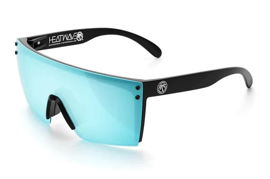 Angled view of the Heat Wave Lazer Face Arctic Chrome Z87 safety sunglasses