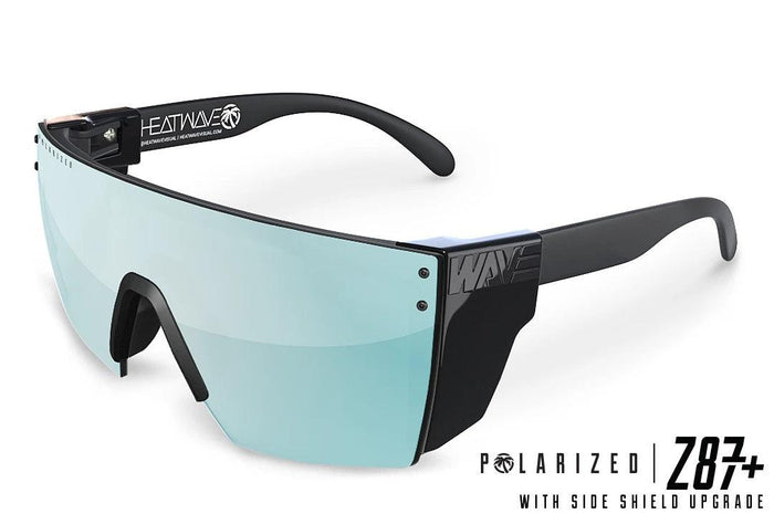 Heat Wave Lazer Face Arctic Chrome Z87 sunglasses with black frame, product view