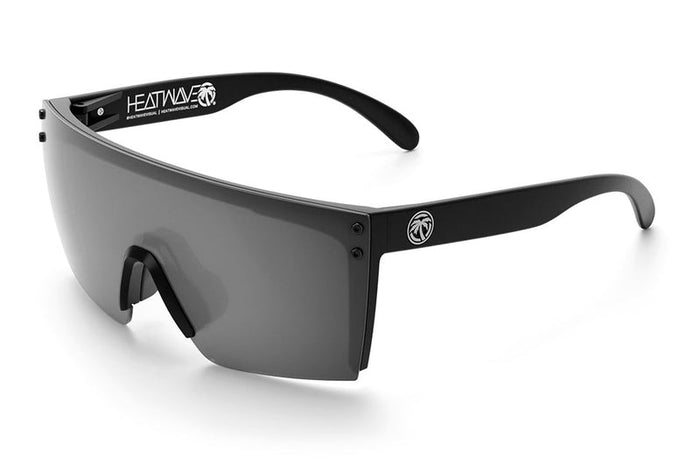 Angled view of the Heat Wave Lazer Face Z87 polarized sunglasses with silver mirror lens