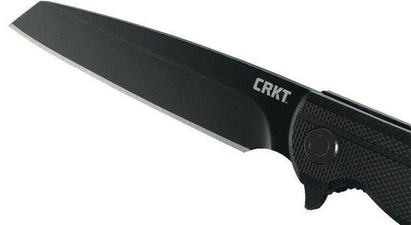 CRKT LCK Tanto Blackout folding knife, view of the handle and thumb stud