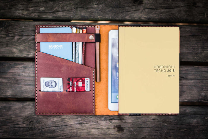 Leather Hobonichi Cousin A5 Planner Cover - Crazy Horse Tan