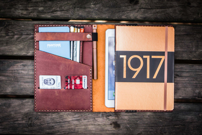 Leather Hobonichi Cousin A5 Planner Cover - Crazy Horse Tan
