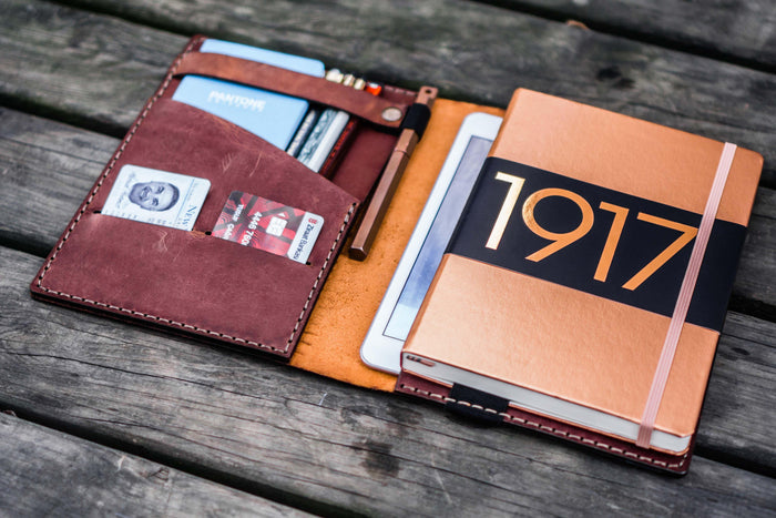 Leather Hobonichi Cousin A5 Planner Cover - Crazy Horse Tan