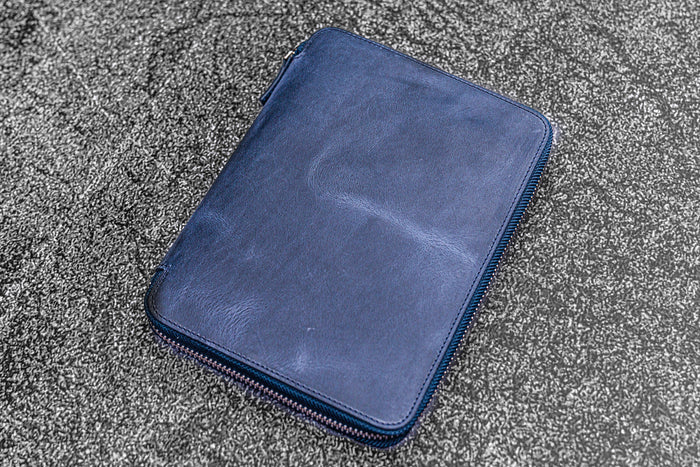 Leather Zippered A5 Leuchtturm1917 Notebook Folio - Crazy Horse Navy Blue