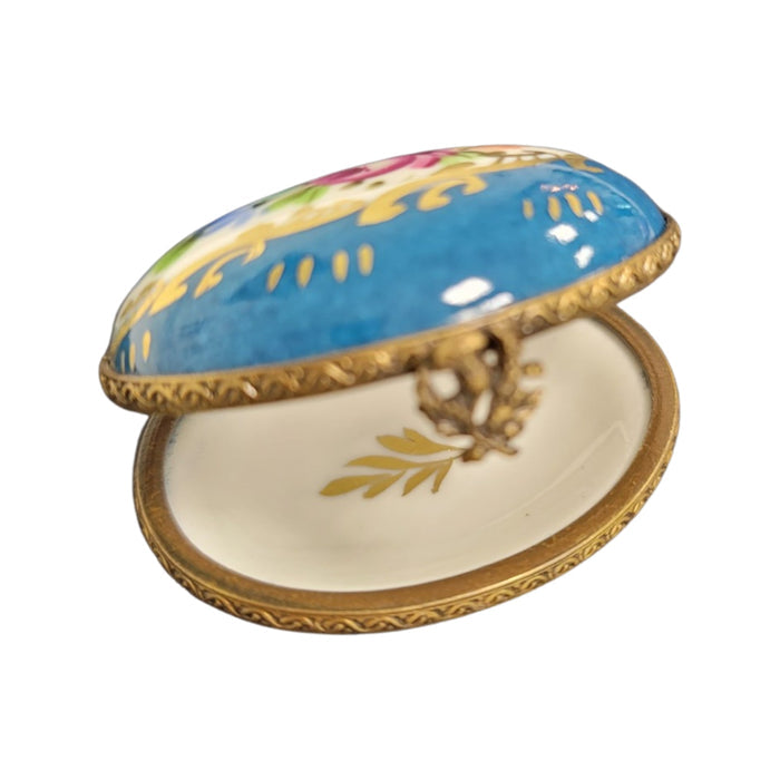 Light Blue Floral Limoges Box Porcelain Limoges LIMOGES BOXES traditional French Trinket Box