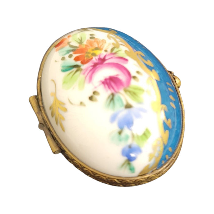 Light Blue Floral Limoges Box Porcelain Limoges LIMOGES BOXES traditional French Trinket Box