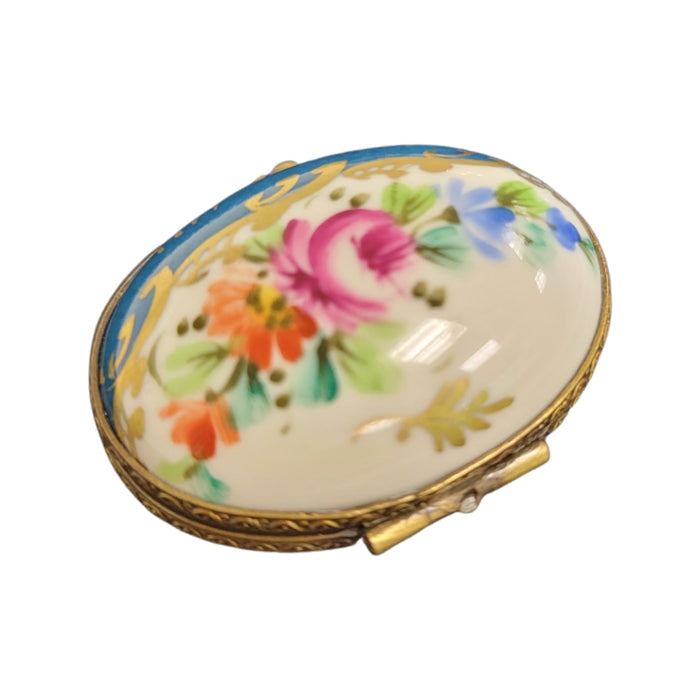 Light Blue Floral Limoges Box Porcelain Limoges LIMOGES BOXES traditional French Trinket Box