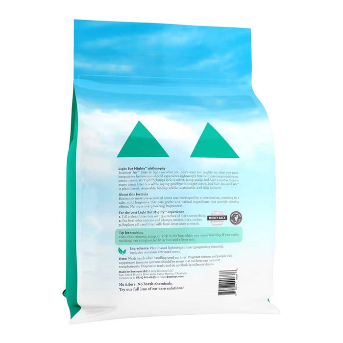 Lightweight Gently Scented Premium Clumping Litter back of bag.