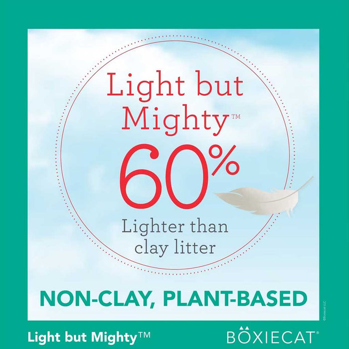 Plant based and 60% lighter than clay litter