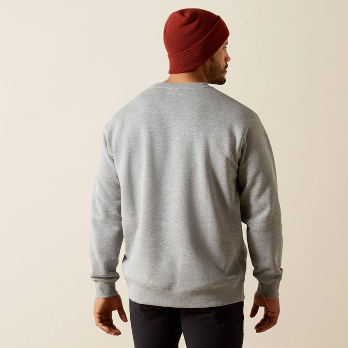 Back view of the Ariat Work lightweight sweatshirt in heather grey