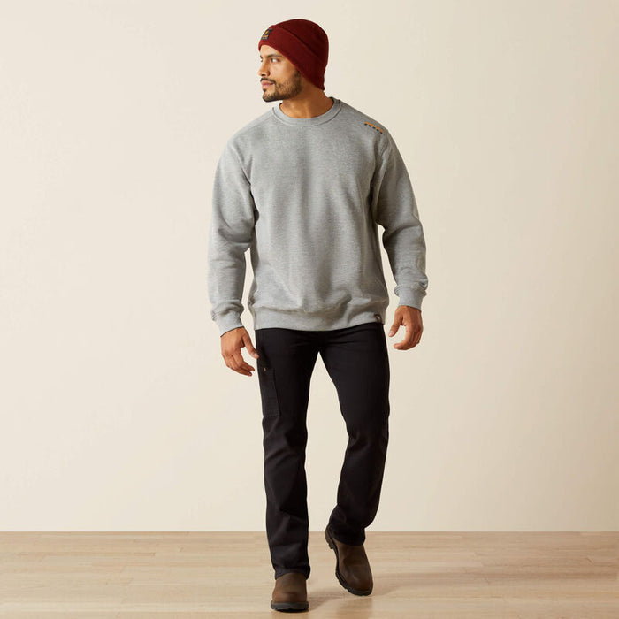 Full-length view of the Ariat Work lightweight sweatshirt in heather grey