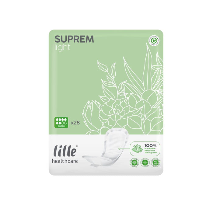 Image of Lille Suprem Light Shaped Incontinence Pads on a plain background.