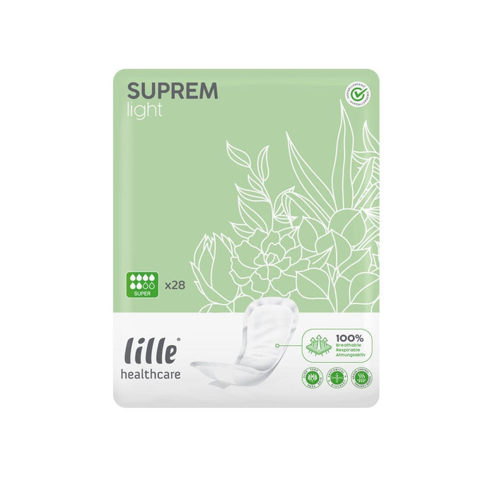 Image of Lille Suprem Light Shaped Incontinence Pads on a plain background.