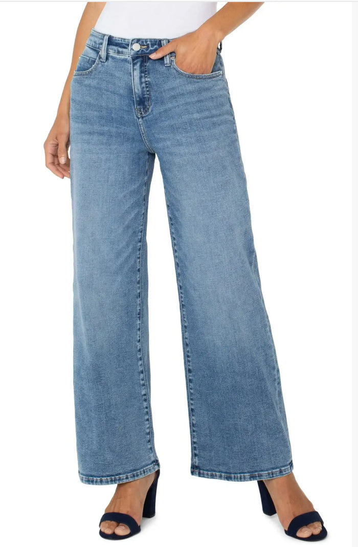 LIVERPOOL STRIDE HR WIDE LEG DENIM-CARBON CANYON