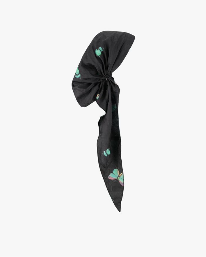 Lizi Headwear DST-C-26114 Night Flutter Silk Prints Adjustable Pre-Tied Bandanna with Velvet Grip Myselflingerie.com