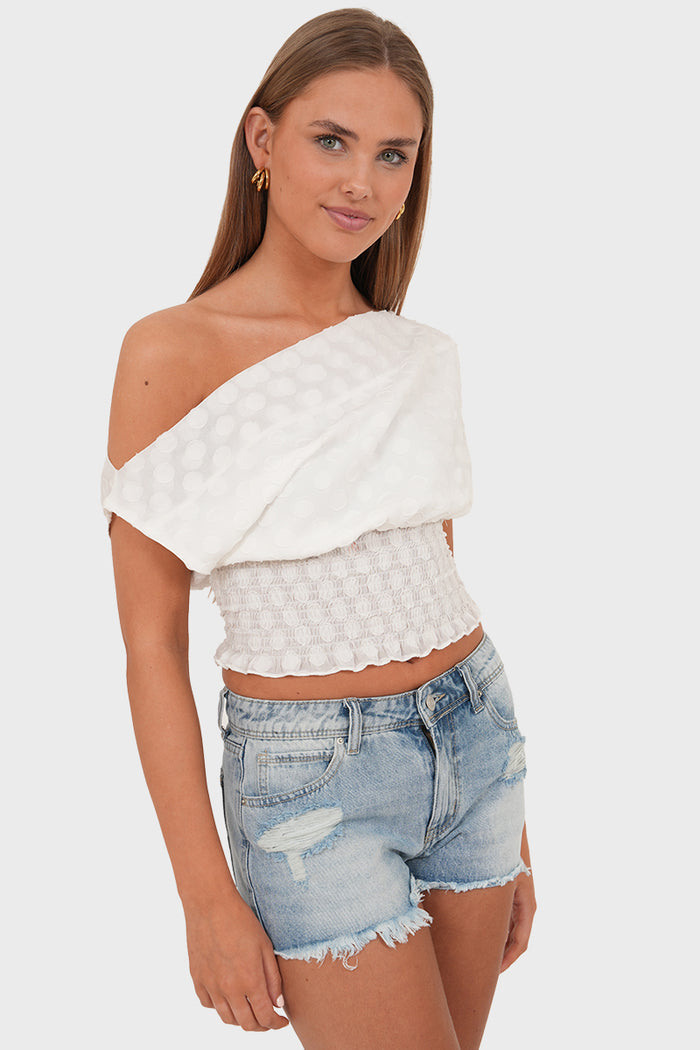 "Loïs” top white