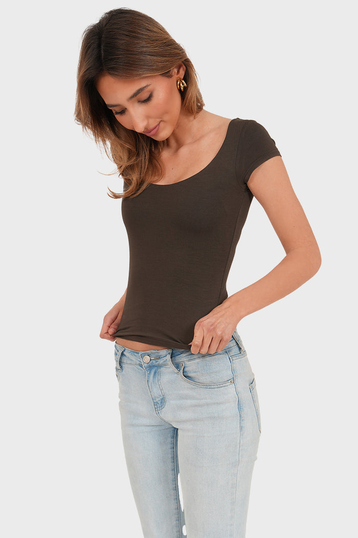 "Lola" top brown