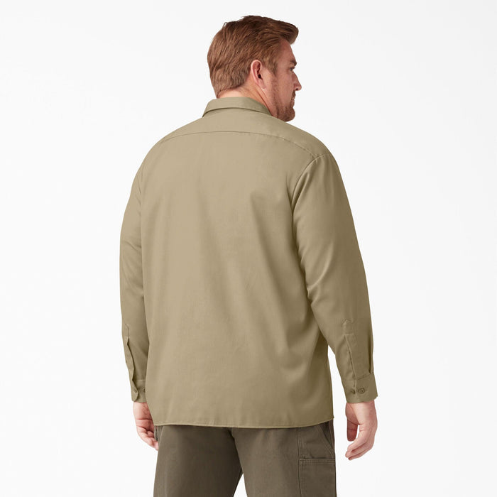 Khaki Dickies long sleeve button-up work shirt, second big and tall fit product view