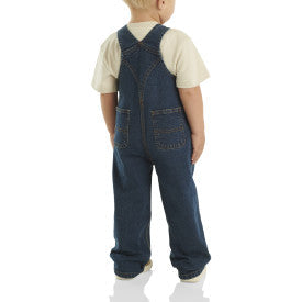Carhartt Kids denim bib overall in medium wash, alternate view of the bib pocket