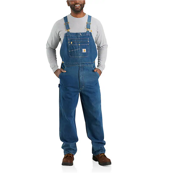 Carhartt loose fit denim bib overall, available in extended waist sizes, work overalls