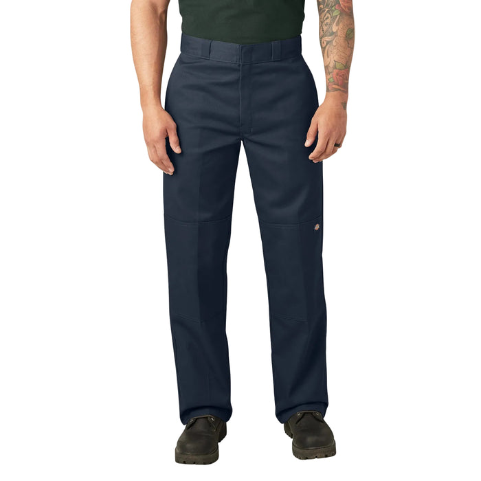 Dickies loose fit double knee work pant in dark navy, front view with reinforced knees