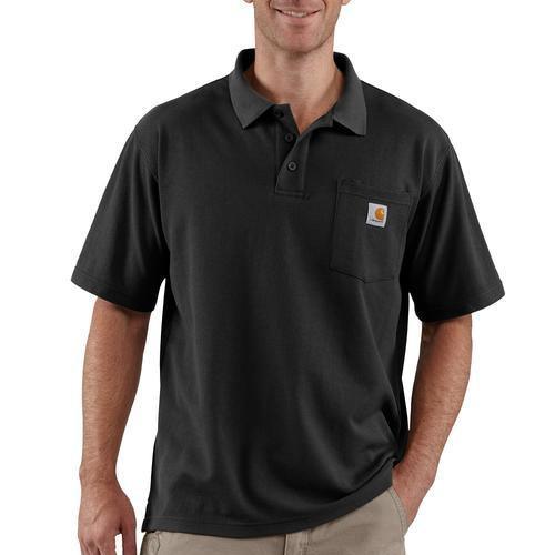 Carhartt K570 loose fit midweight short-sleeve pocket polo in black, big and tall sizing