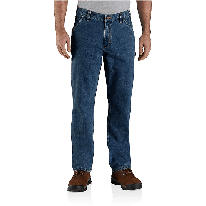 Carhartt loose fit utility work jean in canal denim, extended waist sizes available