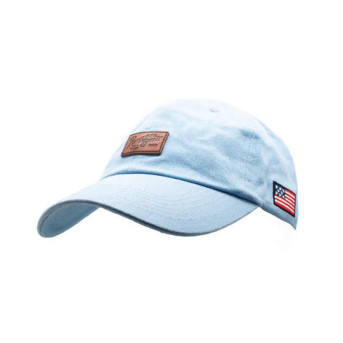 Purpose-Built Lowdown hat in light blue, left three-quarter view