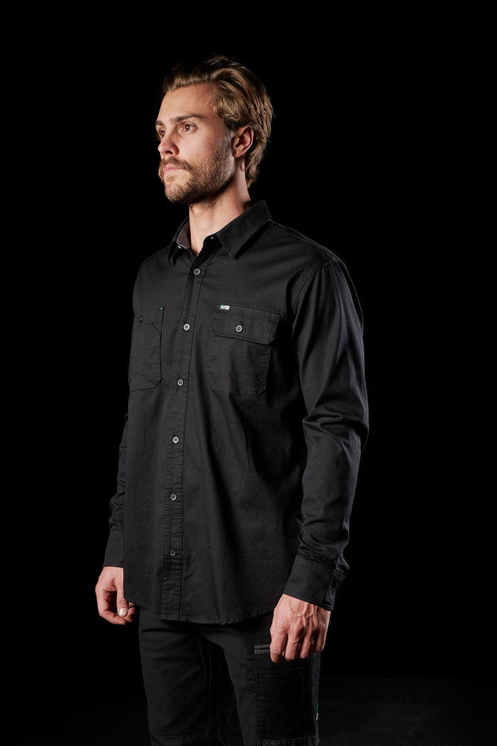 FXD LSH-1 long sleeve work shirt in black with vented back panel