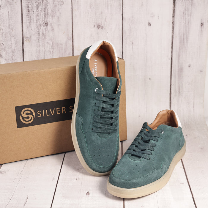 Lucano Suede Smart Casual Trainers - Green
