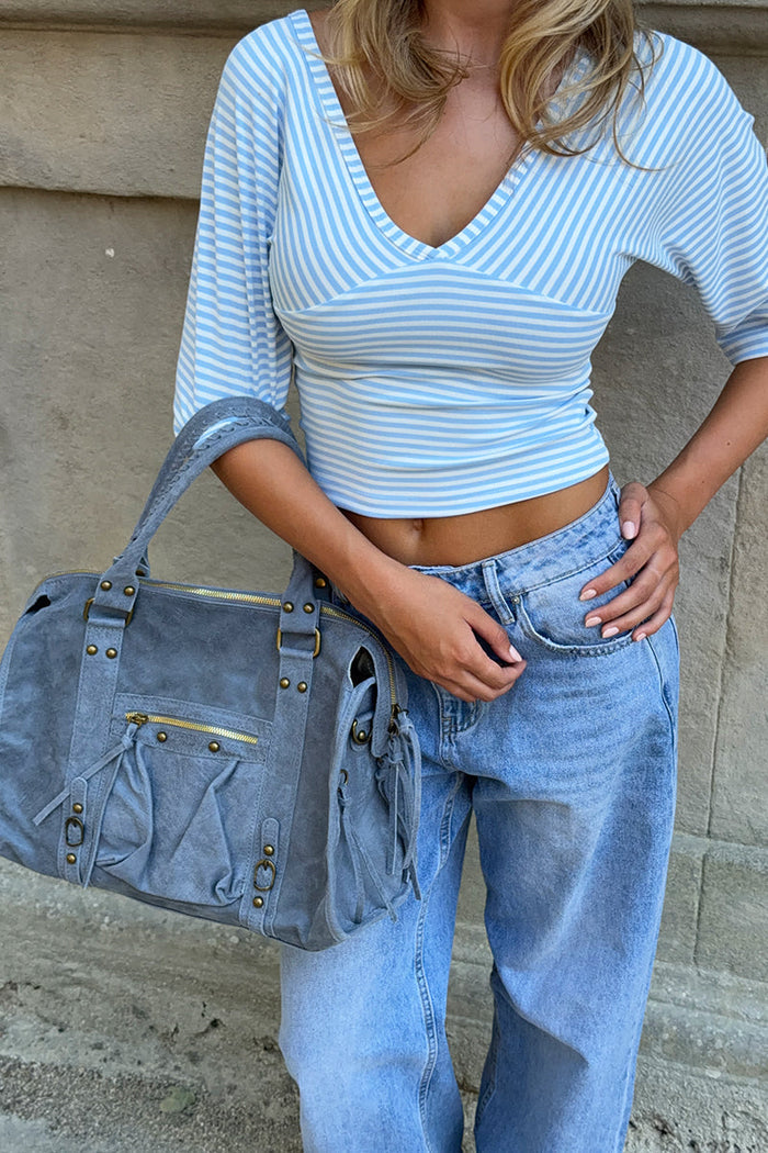"Maggy" bag light blue real leather