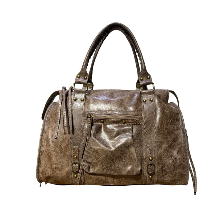 "Maggy" bag taupe real leather