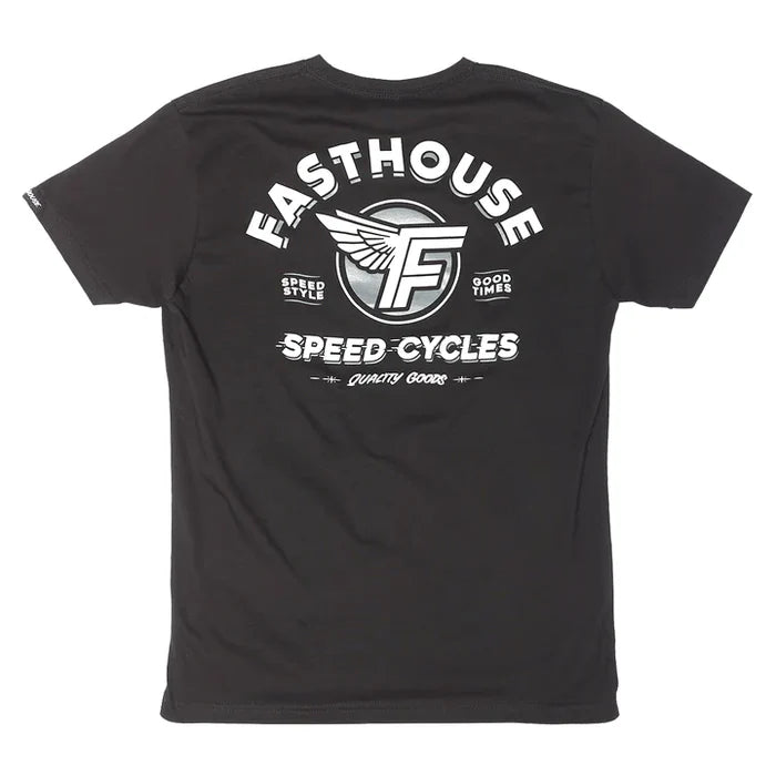 Fasthouse Malen short sleeve tee in black, back view of the print