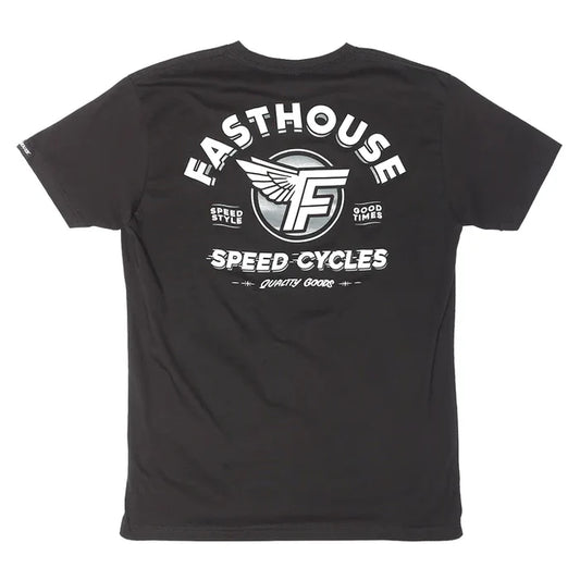 Fasthouse Malen short sleeve tee in black, back view of the print