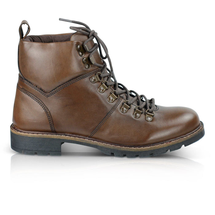 Marble Leather Lace up Boots - Brown