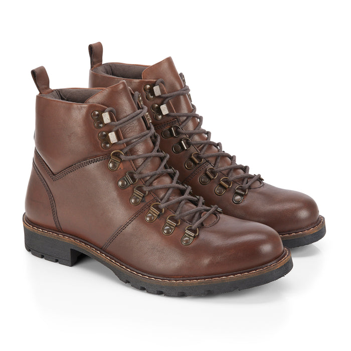 Marble Leather Lace up Boots - Brown