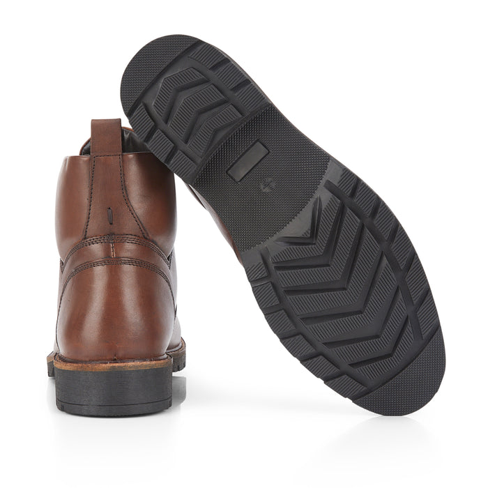 Marble Leather Lace up Boots - Brown