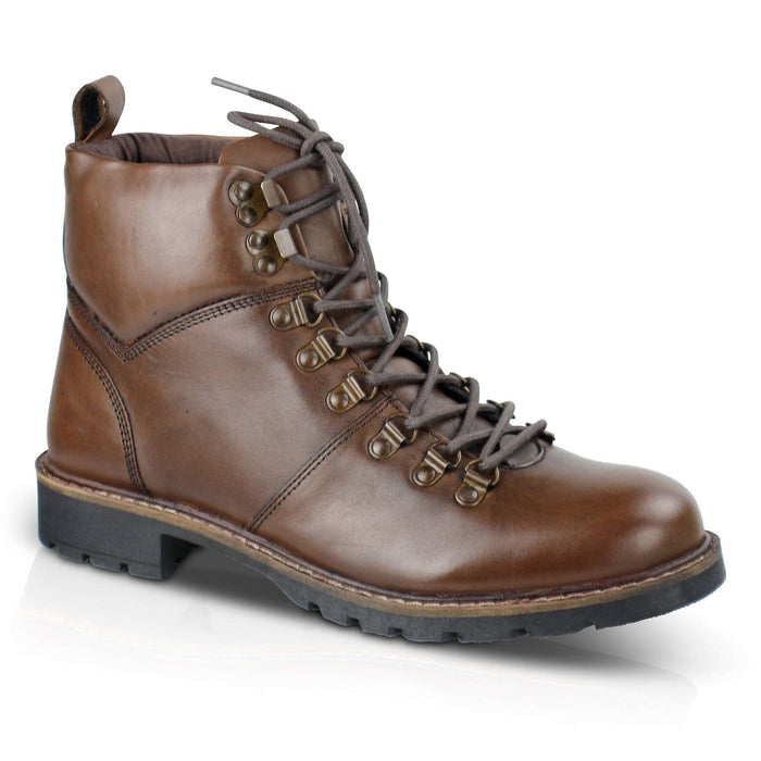 Marble Leather Lace up Boots - Brown