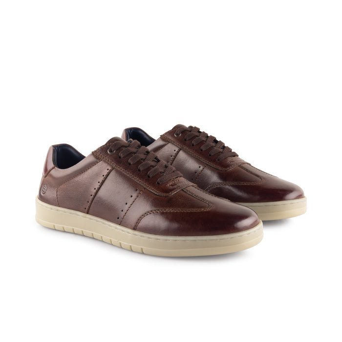 Marco Leather Smart Casual Trainers - Brown