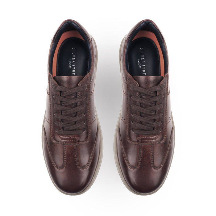 Marco Leather Smart Casual Trainers - Brown